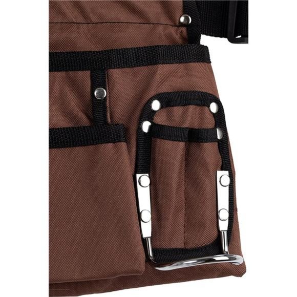 11 Pocket Brown and Black Heavy Duty Construction Tool Belt Pouch Buckle - Picture 5 of 6